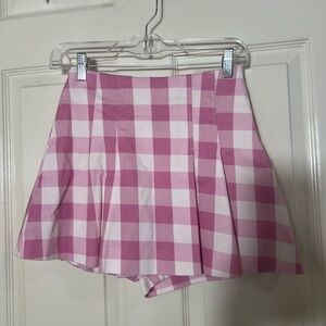 Zara Pink and White Checkered Mini Skirt